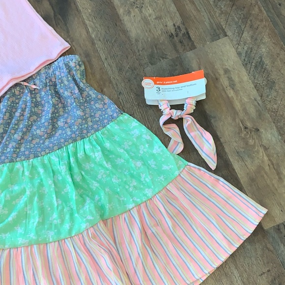 Wonder Nation NWT mixed media boho skirt/shirt/scrunchie set size XL 14-16 Plus - Picture 3 of 6